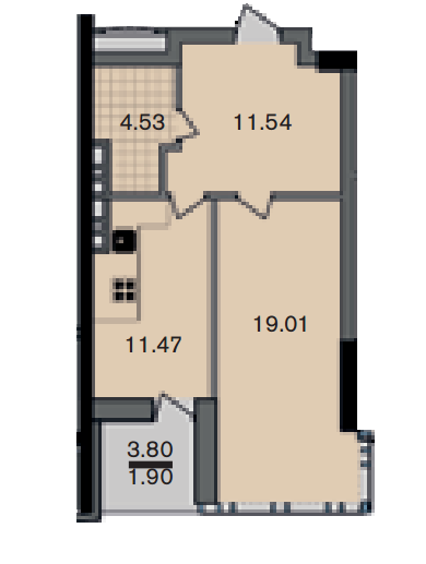 1-кімнатна 48.45 м² в ЖК A52 від забудовника, Київ