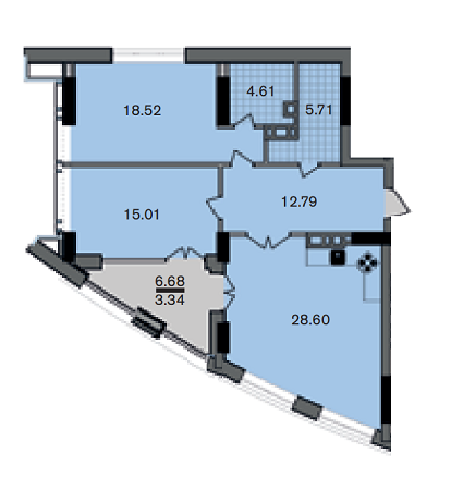 2-кімнатна 88.58 м² в ЖК A52 від 45 350 грн/м², Київ