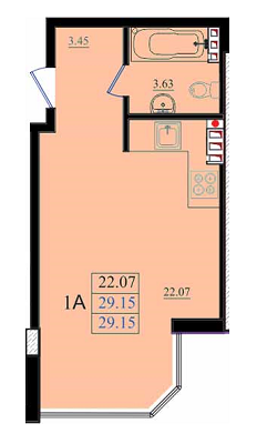1-кімнатна 29.15 м² в ЖК Золота Ера від 17 540 грн/м², с. Крижанівка