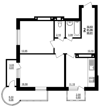 2-кімнатна 69.91 м² в ЖК на вул. Семена Палія (Дніпропетровська дорога) / вул. Висоцього від 17 640 грн/м², Одеса
