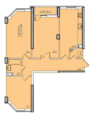 3-кімнатна 89.1 м² в ЖК Романівський від забудовника, Одеса