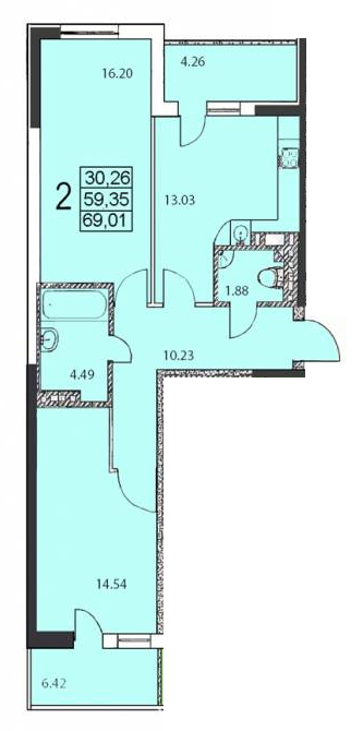 2-кімнатна 70.33 м² в ЖК Вільямса від 15 000 грн/м², Одеса