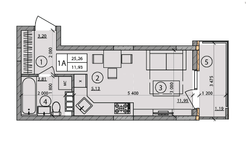 1-комнатная 25.26 м² в ЖК Praga от 15 900 грн/м², Киев