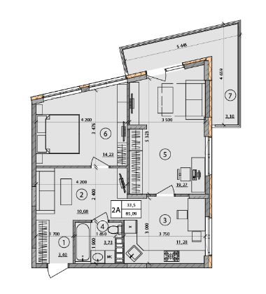 2-комнатная 65.09 м² в ЖК Praga от 17 500 грн/м², Киев
