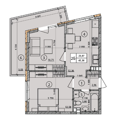 2-комнатная 45.3 м² в ЖК Praga от 17 500 грн/м², Киев
