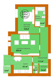 2-кімнатна 72.89 м² в ЖК Київський від 10 600 грн/м², м. Буча