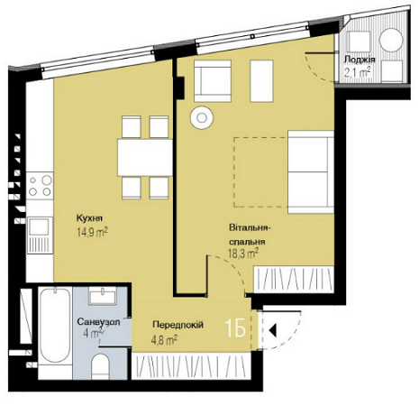 1-кімнатна 43.1 м² в ЖК PARKTOWN від 17 000 грн/м², смт Гостомель