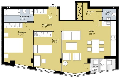 3-кімнатна 75.5 м² в ЖК PARKTOWN від 15 300 грн/м², смт Гостомель