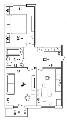 2-комнатная 69.6 м² в ЖК Воробьевы Горы на Полях от 30 150 грн/м², Харьков