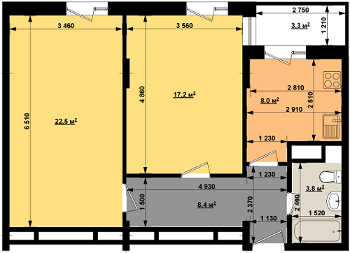 2-комнатная 61.6 м² в ЖК Квант от 32 100 грн/м², Харьков