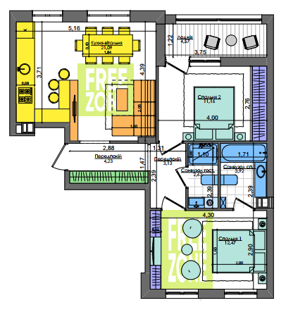 2-кімнатна 63.13 м² в ЖК Файна Таун від 22 780 грн/м², Київ