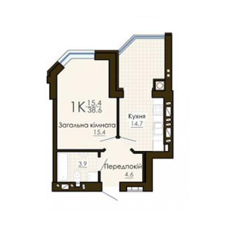 1-кімнатна 38.6 м² в ЖК Софія Резіденс від 20 100 грн/м², с. Софіївська Борщагівка