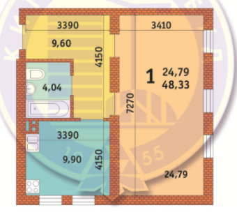 1-комнатная 48.33 м² в ЖК на бул. Чоколовский, 27Б от 25 704 грн/м², Киев