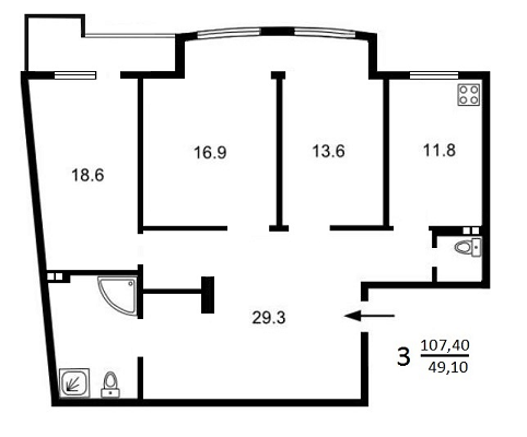 3-комнатная 107.4 м² в ЖК на ул. Гоголевская, 43 от застройщика, Киев