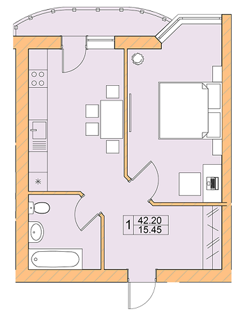 1-кімнатна 42.2 м² в ЖК Ваша квартира від 18 500 грн/м², с. Гатне