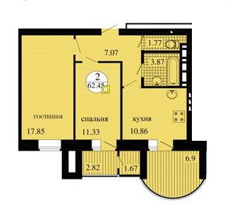 2-комнатная 62.45 м² в ЖК Городок от 14 000 грн/м², с. Софиевская Борщаговка