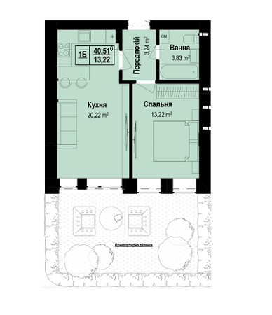 1-комнатная 40.51 м² в ЖК Vlasna от 14 000 грн/м², с. Ходосовка