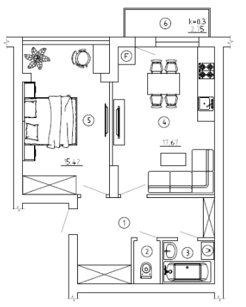 1-кімнатна 47.58 м² в ЖК Comfort House від забудовника, м. Обухів