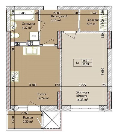 1-кімнатна 45.31 м² в ЖК Багговутівський від 24 000 грн/м², Київ
