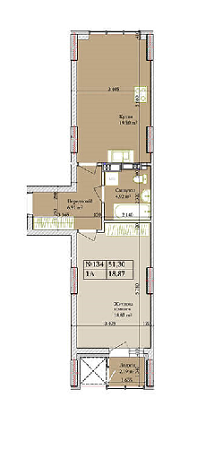 1-кімнатна 51.3 м² в ЖК Багговутівський від 24 000 грн/м², Київ