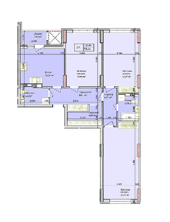 3-кімнатна 103.01 м² в ЖК Багговутівський від 27 000 грн/м², Київ