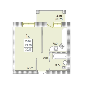 1-кімнатна 30.19 м² в ЖК Парк Совіньон від 17 080 грн/м², смт Таїрове