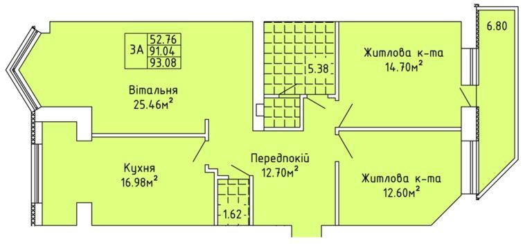3-кімнатна 93.08 м² в ЖК на вул. Жаб`ївська, 56Б від 8 500 грн/м², смт Верховина