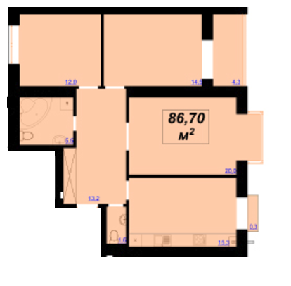 3-комнатная 86.7 м² в ЖК Левада Затишна от 11 550 грн/м², Ивано-Франковск
