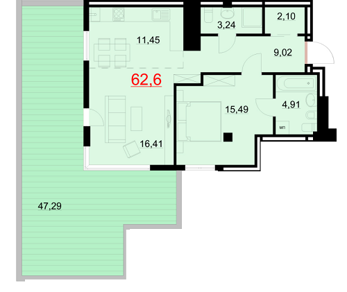 1-комнатная 62.6 м² в ЖК Бульвар Европейский от 16 000 грн/м², Ивано-Франковск