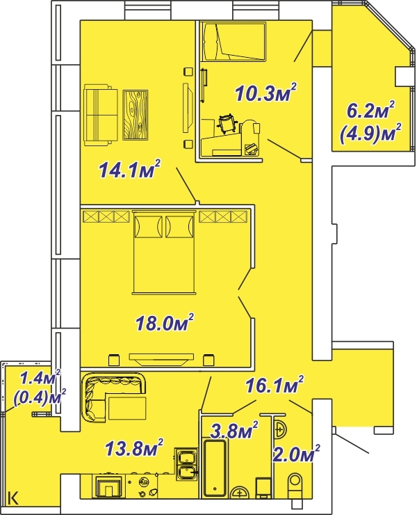 3-кімнатна 83.4 м² в ЖК Яровиця Парк від забудовника, м. Володимир-Волинський