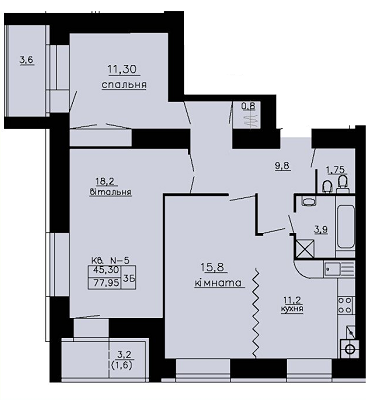 3-комнатная 77.95 м² в ЖК Варшавський мікрорайон от 14 000 грн/м², Тернополь