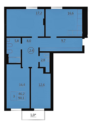 3-комнатная 90.1 м² в ЖК Львівський от застройщика, г. Стрый