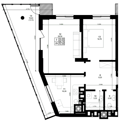 2-комнатная 72.4 м² в ЖК Dolce Vita от застройщика, Львов