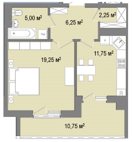 1-комнатная 47.73 м² в ЖК Тракт от застройщика, Львов