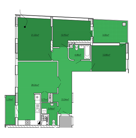 3-комнатная 51.66 м² в ЖК Kvartal Praud от 22 320 грн/м², Львов
