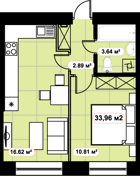 1-кімнатна 33.96 м² в ЖК Баск&Вілль від забудовника, м. Ірпінь