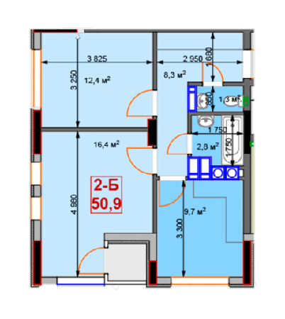 2-кімнатна 50.9 м² в ЖК Sky-2 від 9 300 грн/м², м. Ірпінь