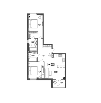2-комнатная 68.94 м² в ЖК Nyvky Plaza от 18 800 грн/м², Киев
