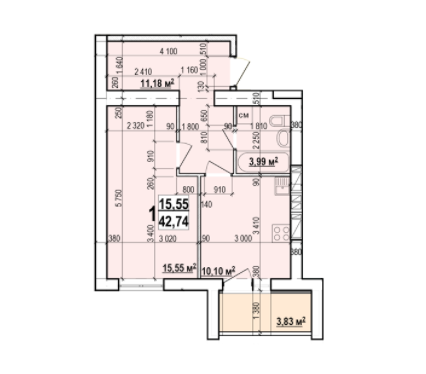 1-комнатная 42.74 м² в ЖК Мира-2 от 11 500 грн/м², Харьков