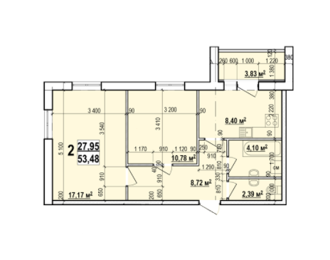 2-комнатная 53.48 м² в ЖК Мира-2 от 9 700 грн/м², Харьков