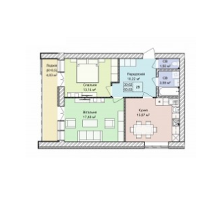 2-кімнатна 65.83 м² в ЖК Гостомель Residence від 23 000 грн/м², смт Гостомель