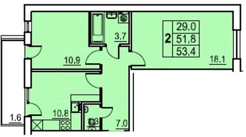 2-комнатная 53.4 м² в ЖК Перлина Мостищини от застройщика, г. Мостиска