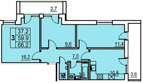 3-комнатная 66.2 м² в ЖК Перлина Мостищини от застройщика, г. Мостиска