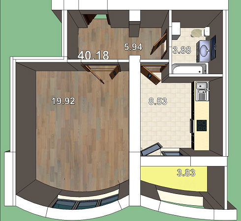 1-кімнатна 40.18 м² в ЖК Будинок біля моря від 12 500 грн/м², м. Южне