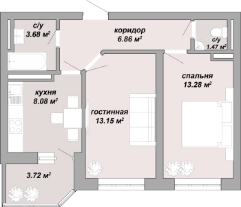 2-кімнатна 52.1 м² в ЖК Акварель від 19 300 грн/м², Одеса