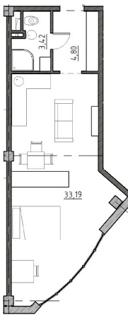 1-кімнатна 41.4 м² в ЖК The Apartments від 19 800 грн/м², Одеса
