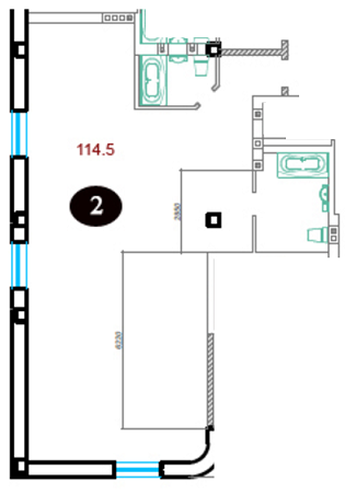1-комнатная 114.5 м² в КД Лион от застройщика, Одесса