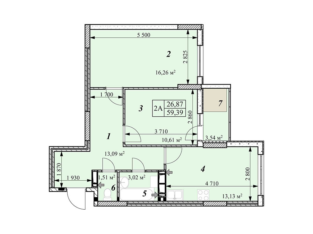 2-комнатная 59.39 м² в ЖК Звездная Башня от 16 500 грн/м², г. Вышгород