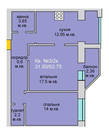 2-кімнатна 63.75 м² в ЖБ Липинський від забудовника, с. Липини