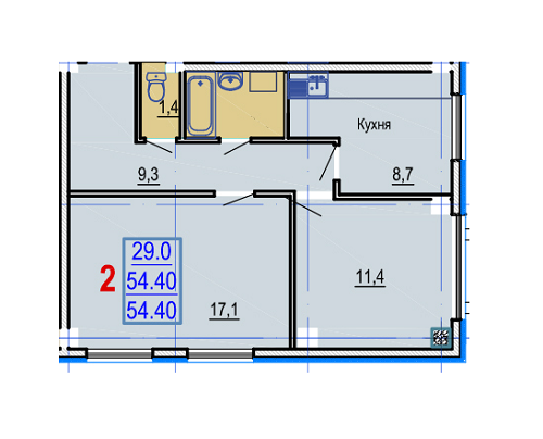 2-кімнатна 54.4 м² в ЖК Gaudi Hall від 17 500 грн/м², Харків